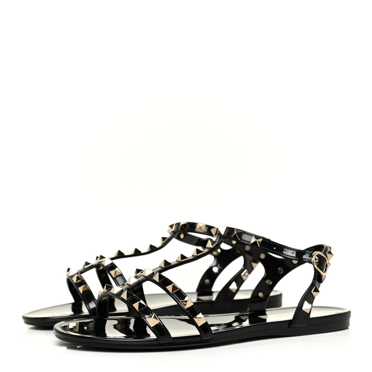 Valentino Garavani PVC Jelly Rockstud Caged Sandals 38 Black 3 of 12