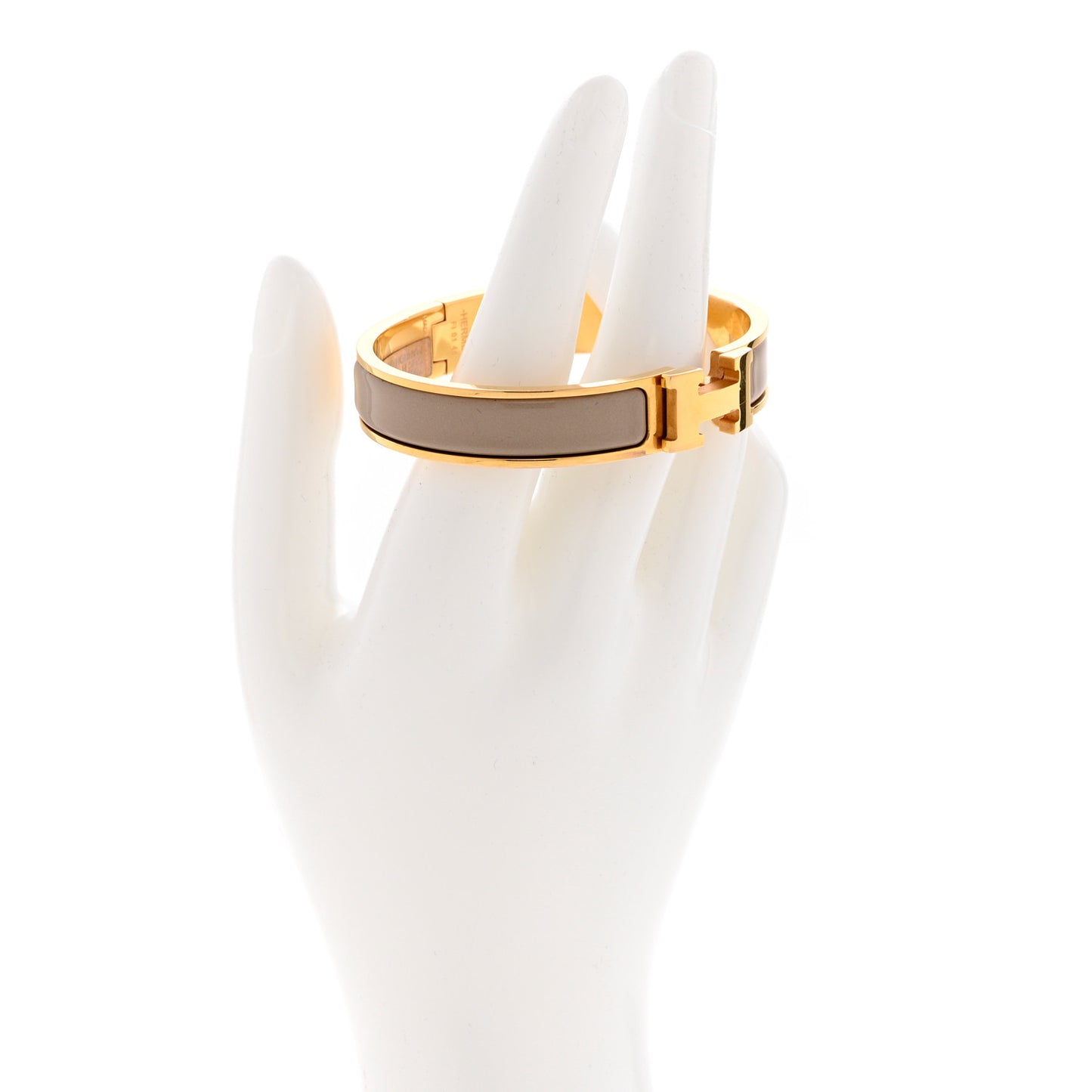 Enamel Narrow Clic Clac H Bracelet GM Marron Glace