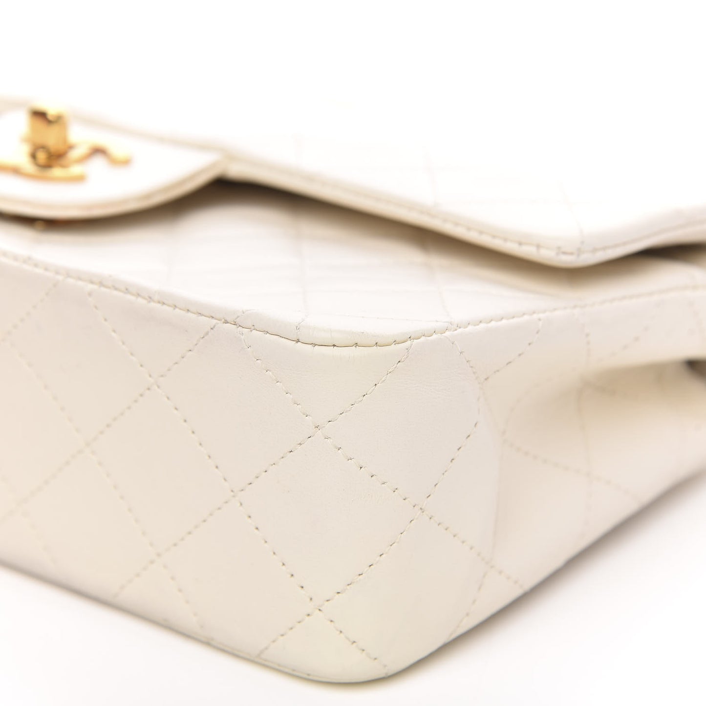 Lambskin Quilted Small Double Flap White