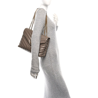 Saint Laurent Calfskin Y Quilted Monogram Medium Loulou Chain Satchel Taupe 2 of 11