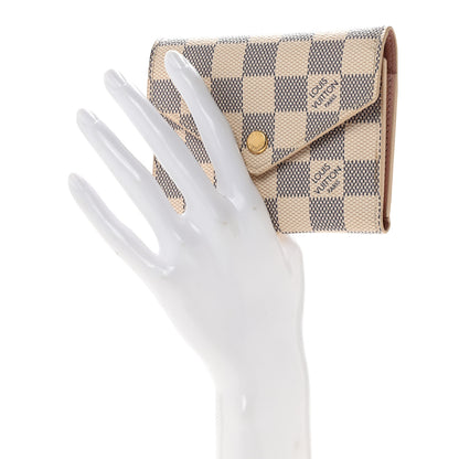 Louis Vuitton Damier Azur Victorine Wallet Rose Ballerine 2 of 9