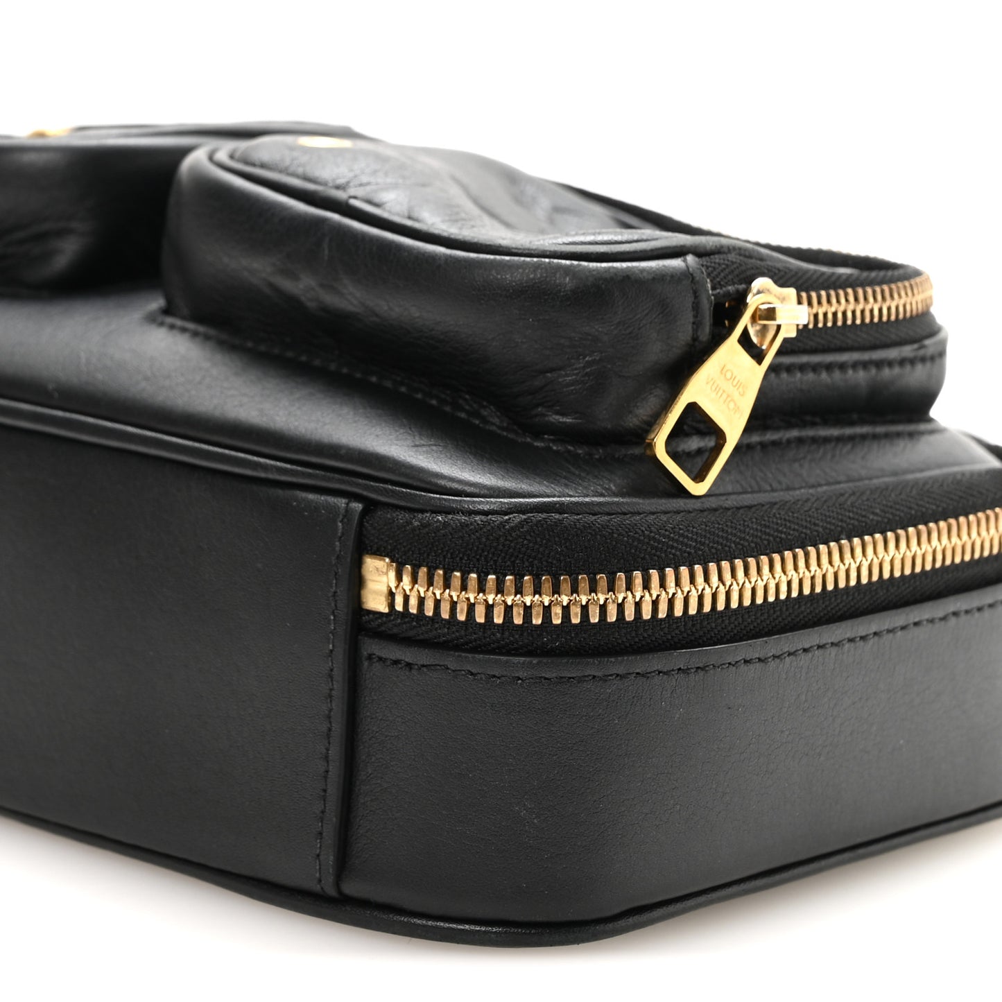 Calfskin Monogram Embossed Utility Crossbody Black