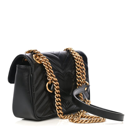 Gucci Calfskin Matelasse Mini GG Marmont Shoulder Bag Black 2 of 10