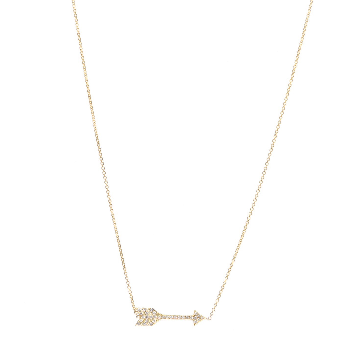 18K Yellow Gold Diamond Arrow Necklace