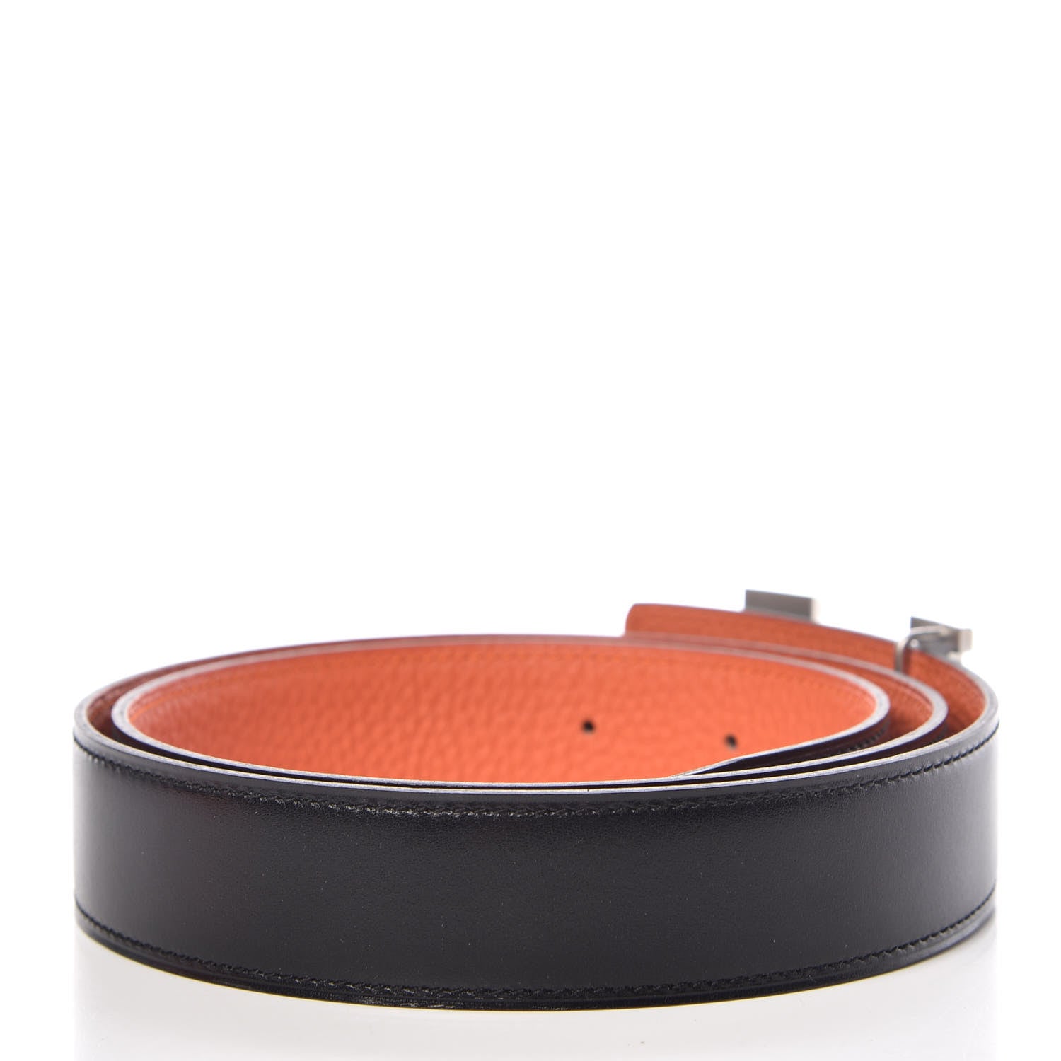 Hermes Box Togo 32mm Martelee H Belt 90 Black Orange 3 of 7