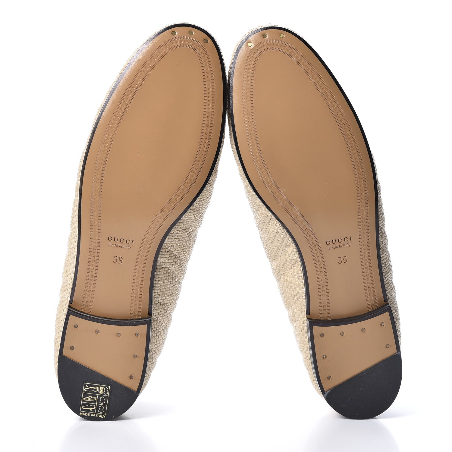 Gucci Raffia Elaphe Matelasse Horsebit Womens Jordaan Loafers 39 Natural Cream Brown 8 of 10