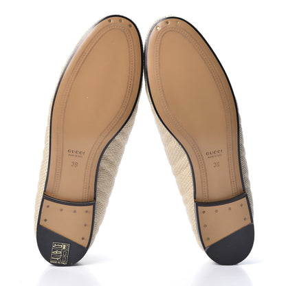 Gucci Raffia Elaphe Matelasse Horsebit Womens Jordaan Loafers 39 Natural Cream Brown 8 of 10