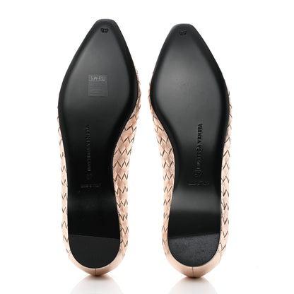 Bottega Veneta Metallic Grosgrain Intrecciato Flats 37 Rose Gold 5 of 7