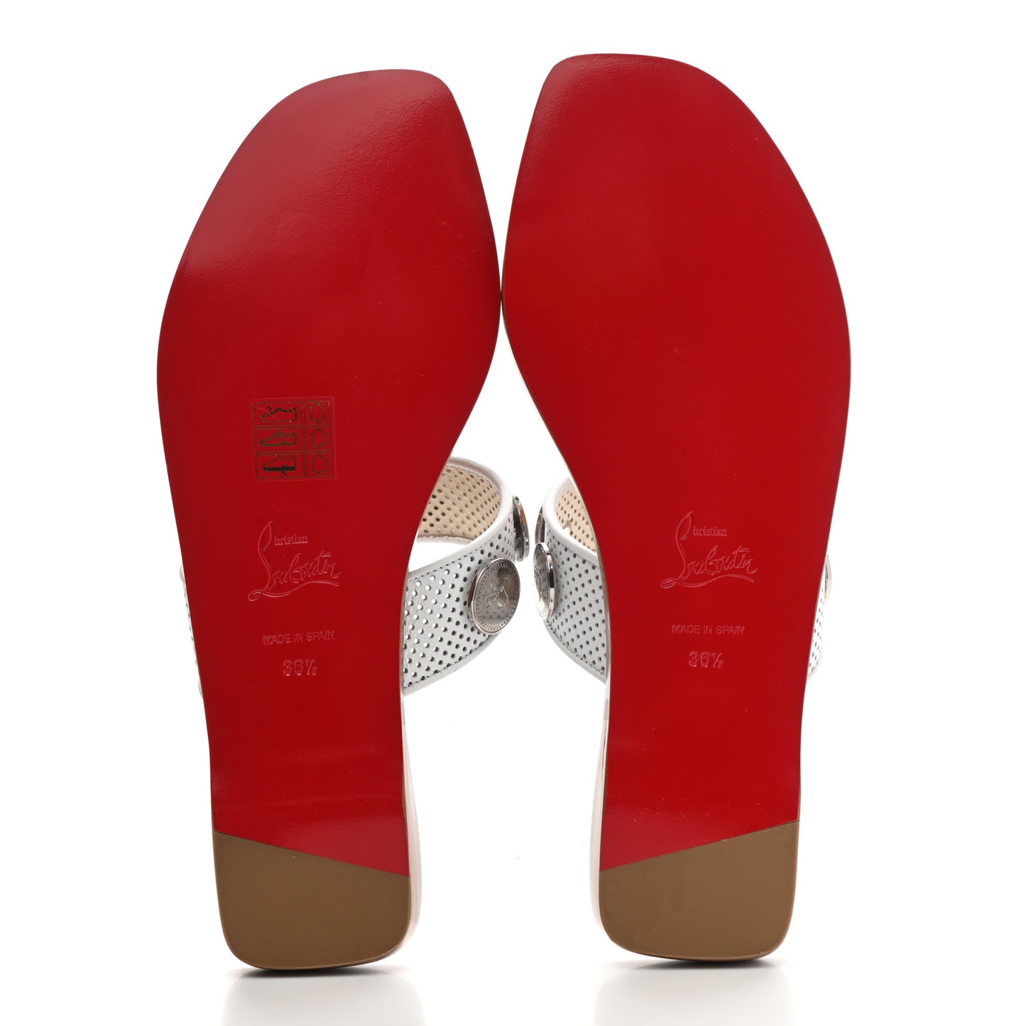 Nappa Perforated Bitcorn Slide Sandals 36.5 White