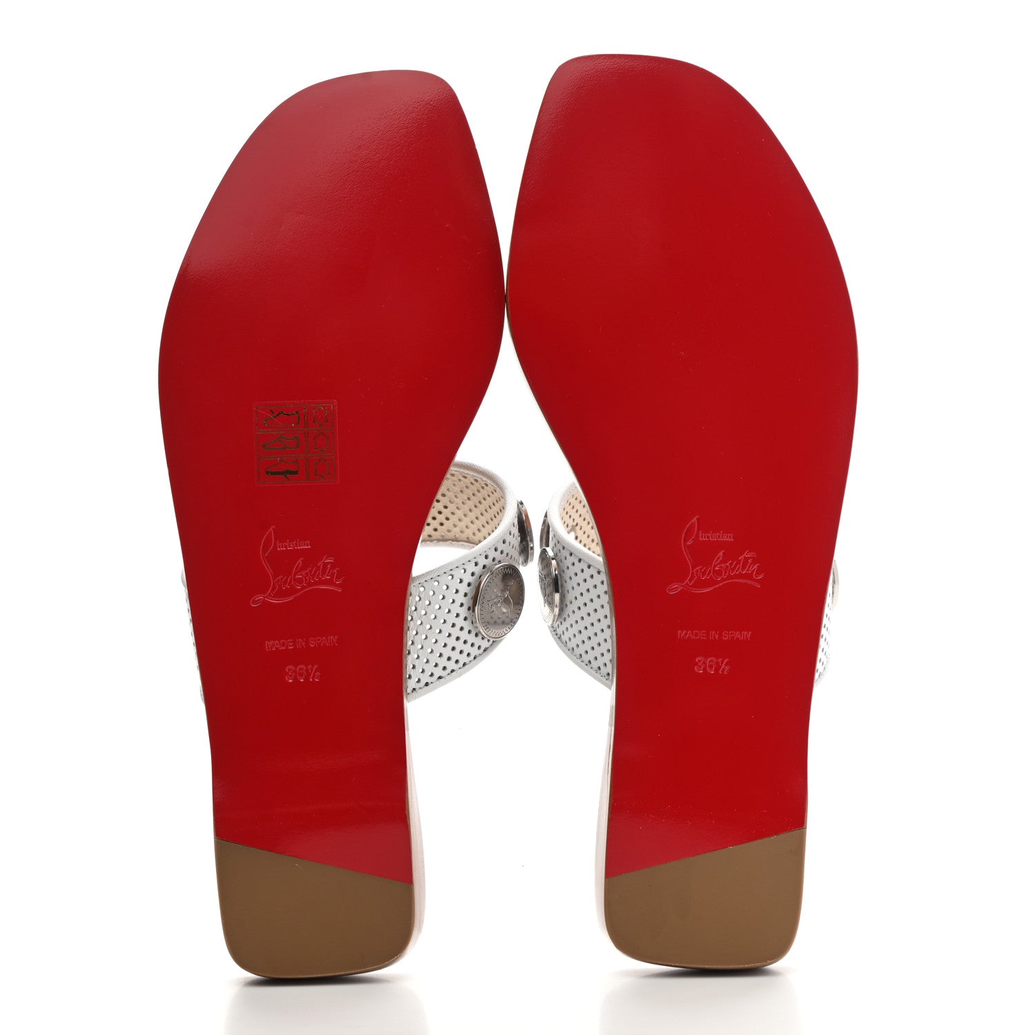 Christian Louboutin Nappa Perforated Bitcorn Slide Sandals 36.5 White 5 of 7