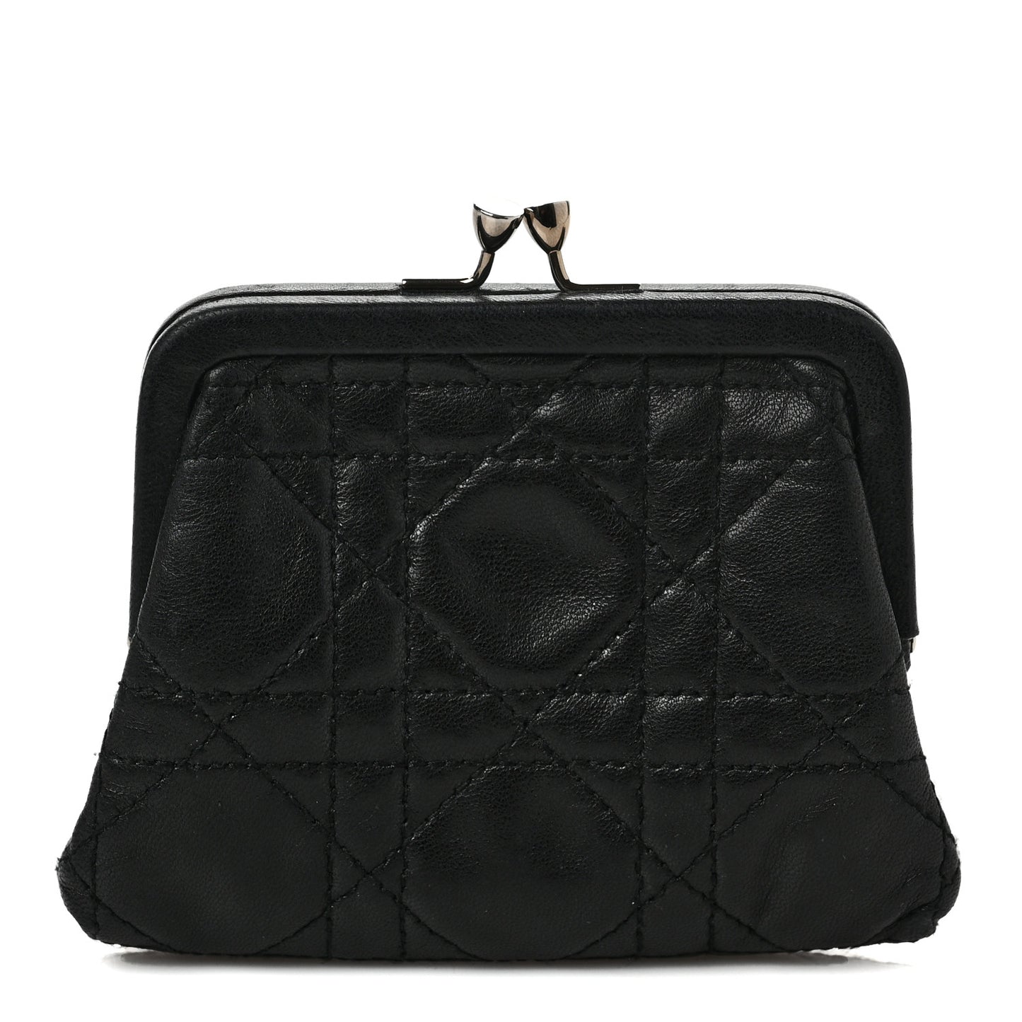 Calfskin Cannage Coin Purse Black