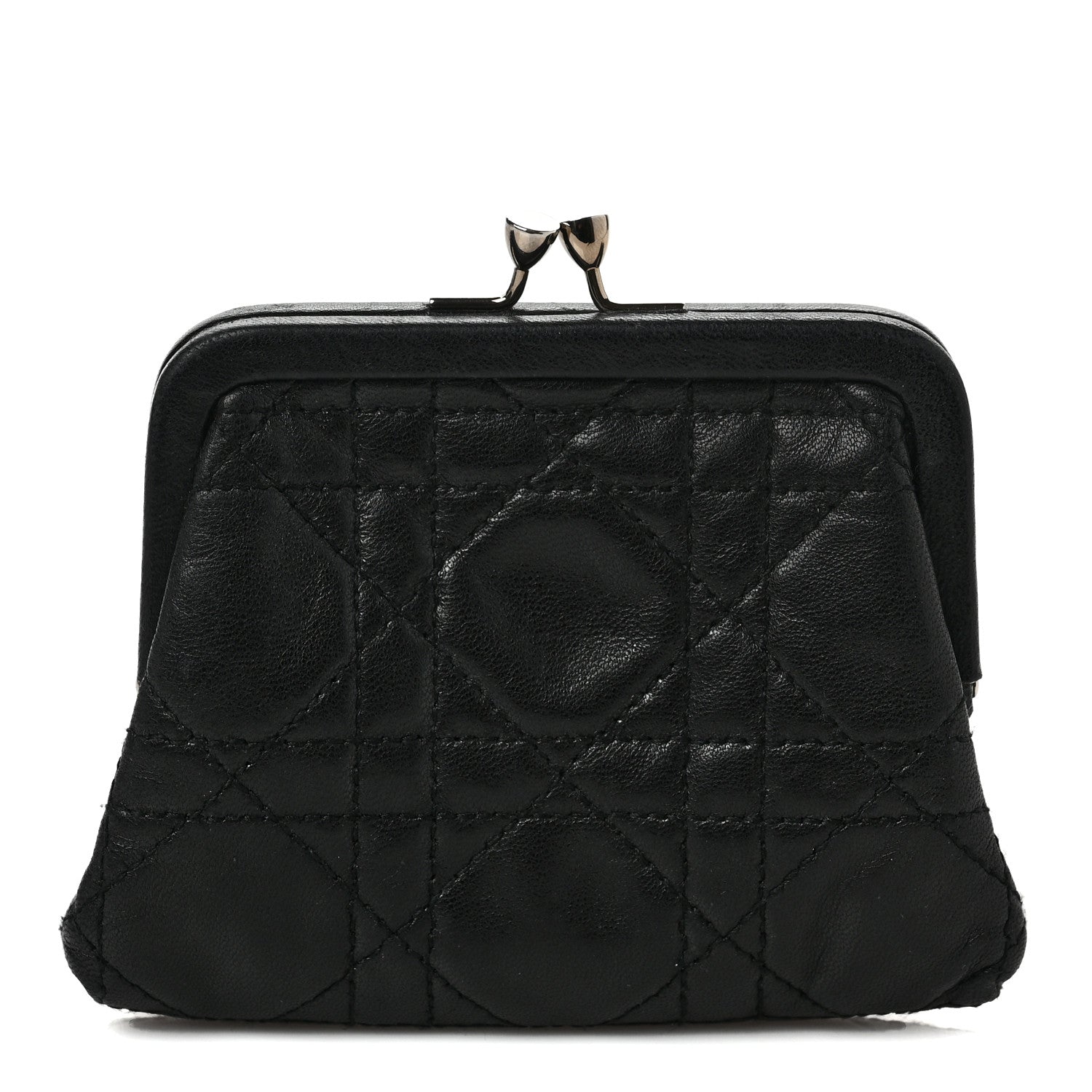 Christian Dior Calfskin Cannage Coin Purse Black 1 of 6