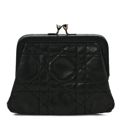 Christian Dior Calfskin Cannage Coin Purse Black 1 of 6