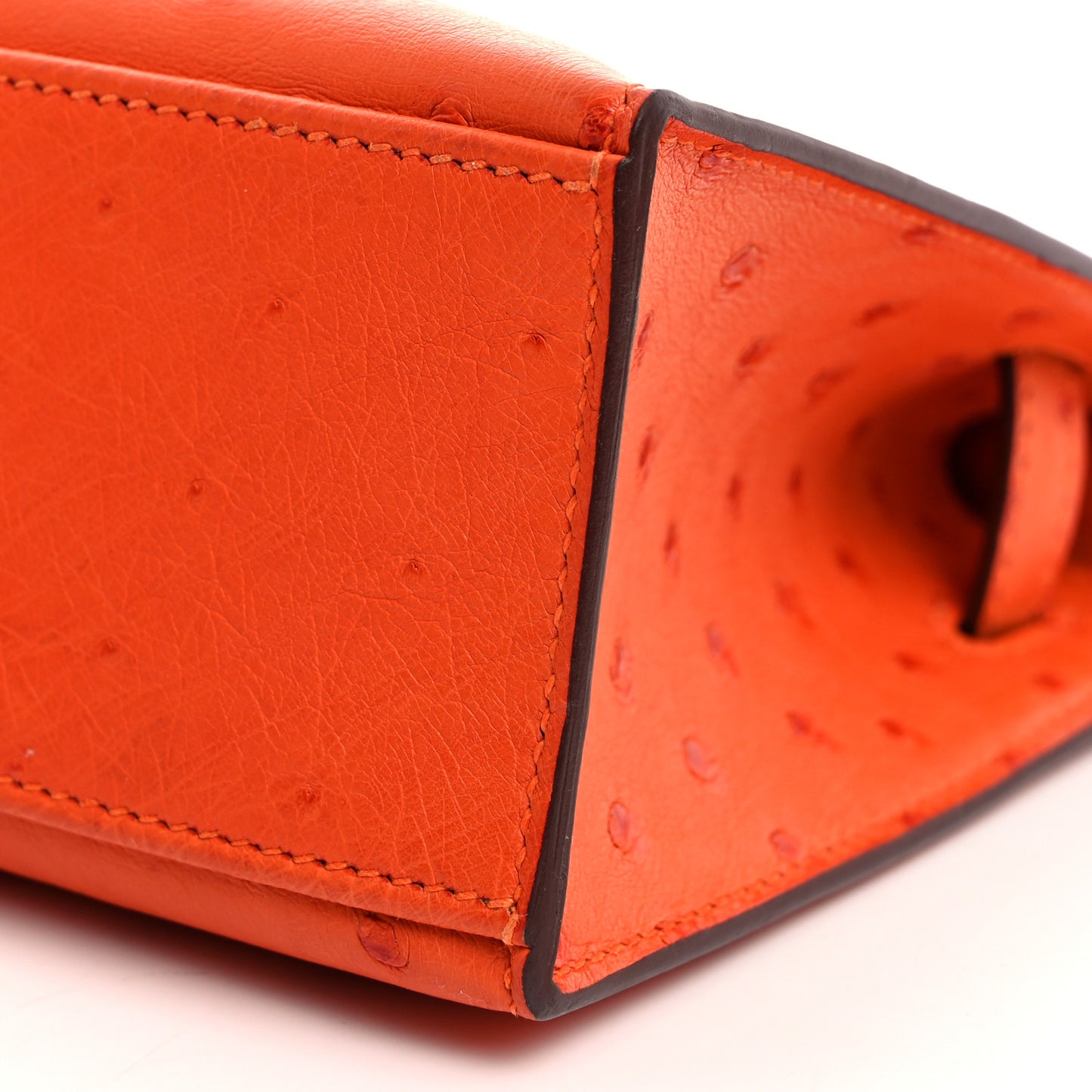 Ostrich Kelly Pochette Clutch Orange