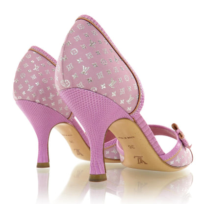 Louis Vuitton Mini Lin Monogram Heels Pumps 36 Pink 3 of 6