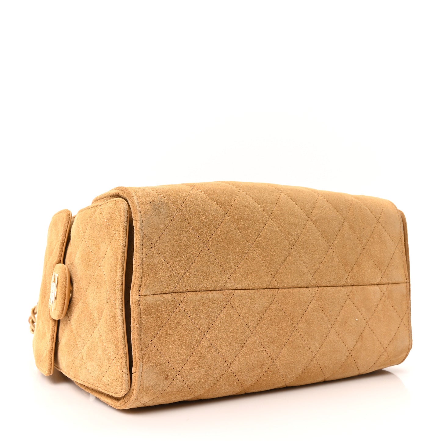 Suede Quilted Small Chanel 25 Handbag Beige