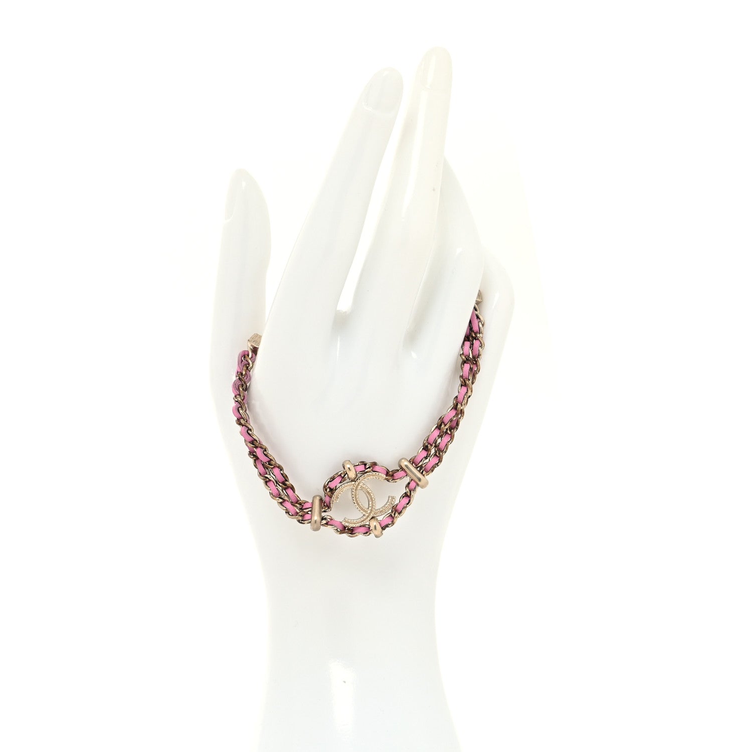 Chanel Metal Lambskin CC Chain Link Bracelet Pink 2 of 5