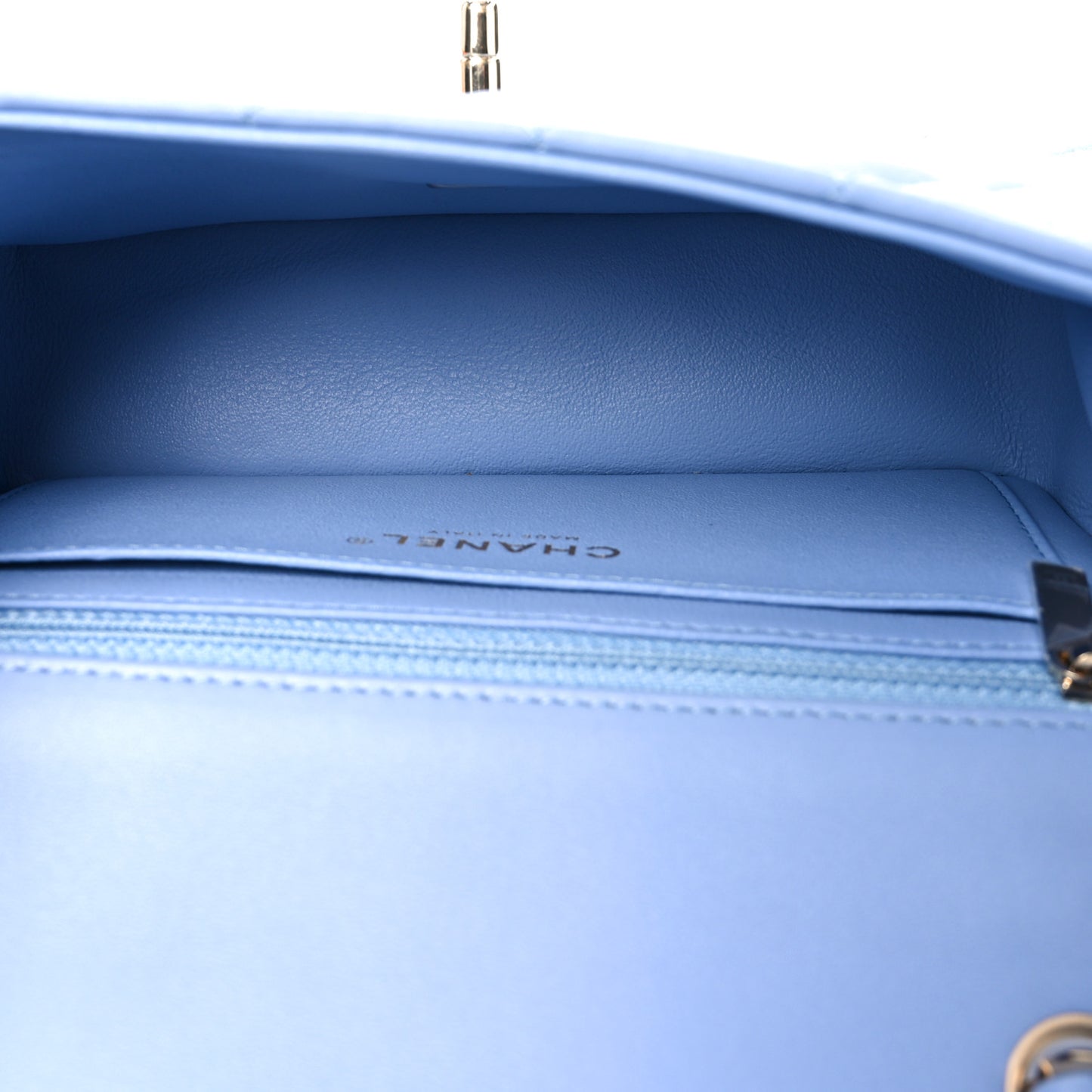 Lambskin Quilted Mini Rectangular Flap Light Blue