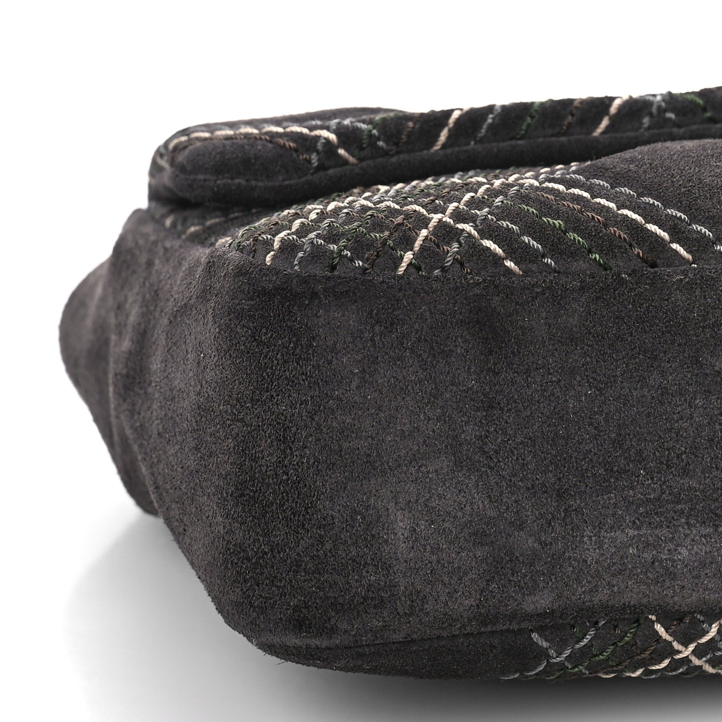 Suede Stitched Medium Saltire Single Flap Grey