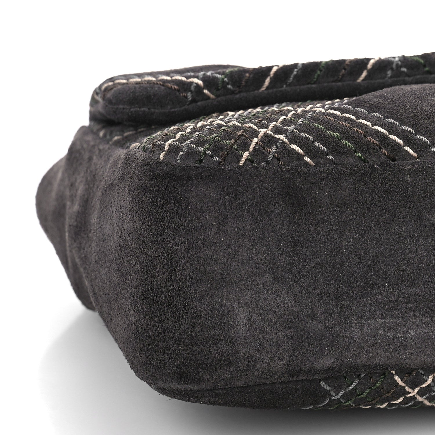 Chanel Suede Stitched Medium Saltire Single Flap Grey 8 of 10