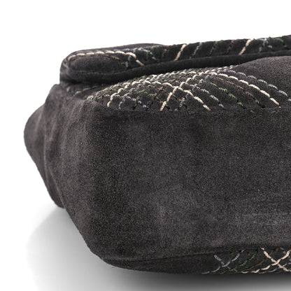 Chanel Suede Stitched Medium Saltire Single Flap Grey 8 of 10