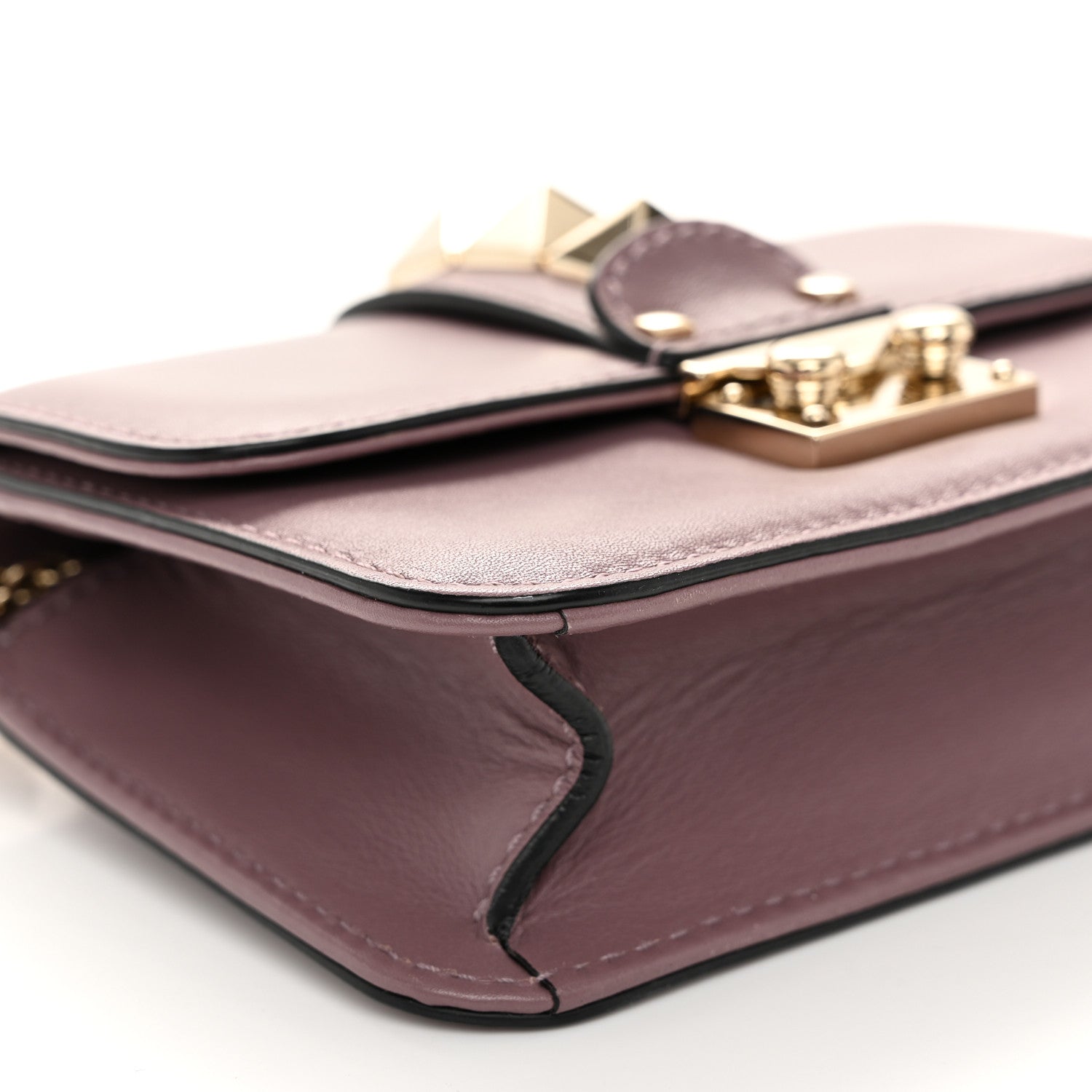 Valentino Garavani Vitello Small Glam Lock Rockstud Flap Dark Mauve 9 of 11