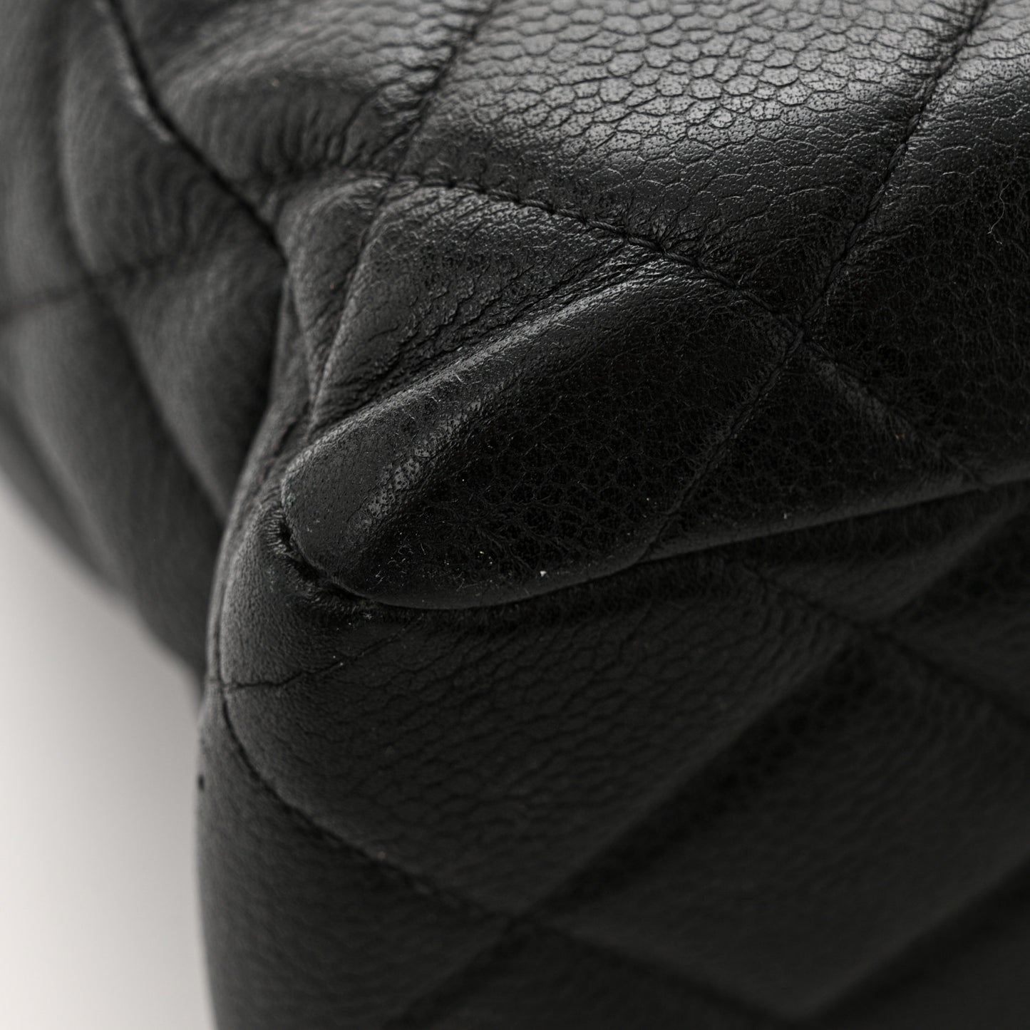 Caviar Quilted Shopping Tote Black