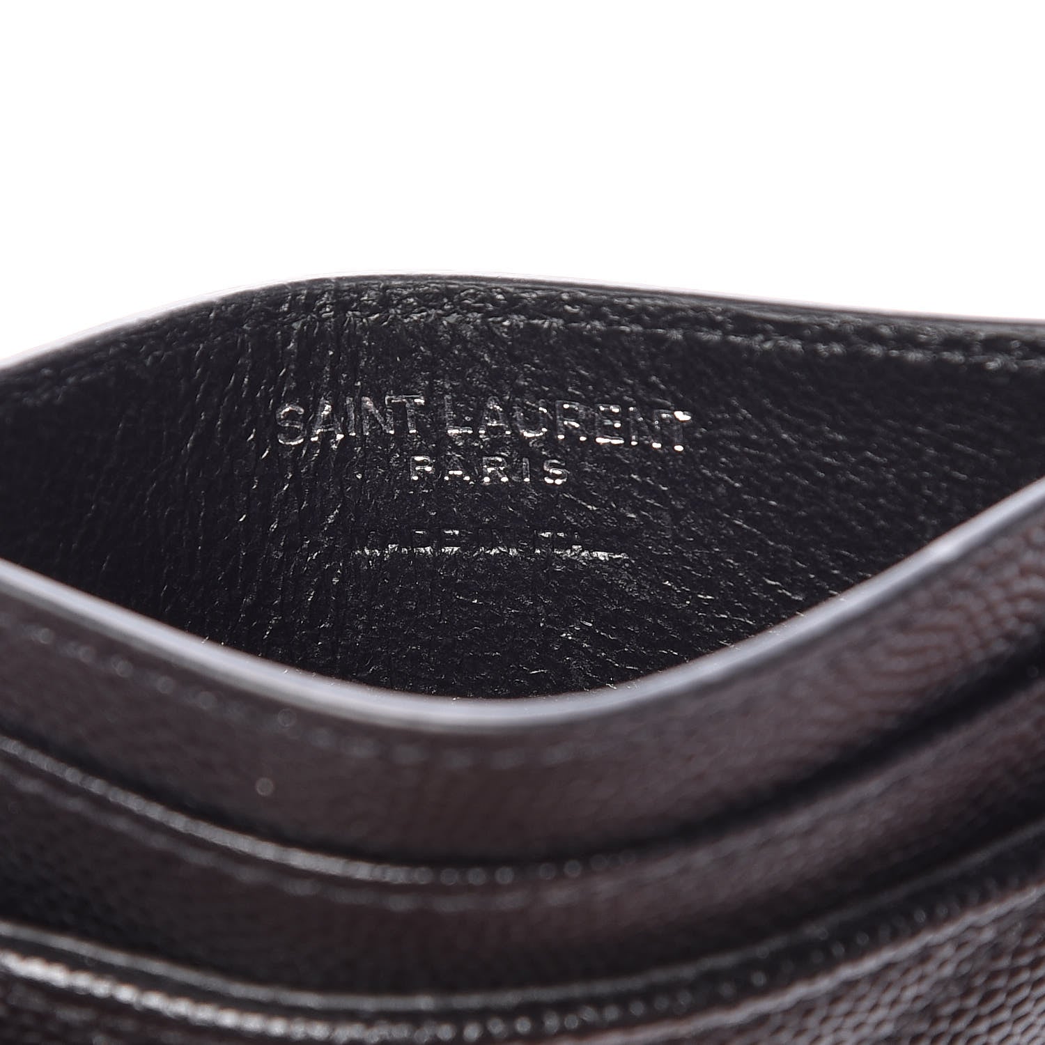 Saint Laurent Grain De Poudre Matelasse Chevron Monogram Credit Card Case Black 6 of 9