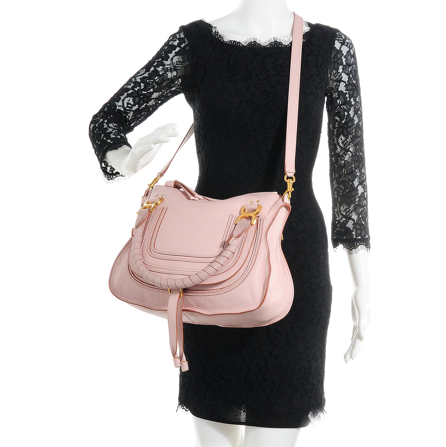 Calfskin Medium Marcie Satchel Nude Pink