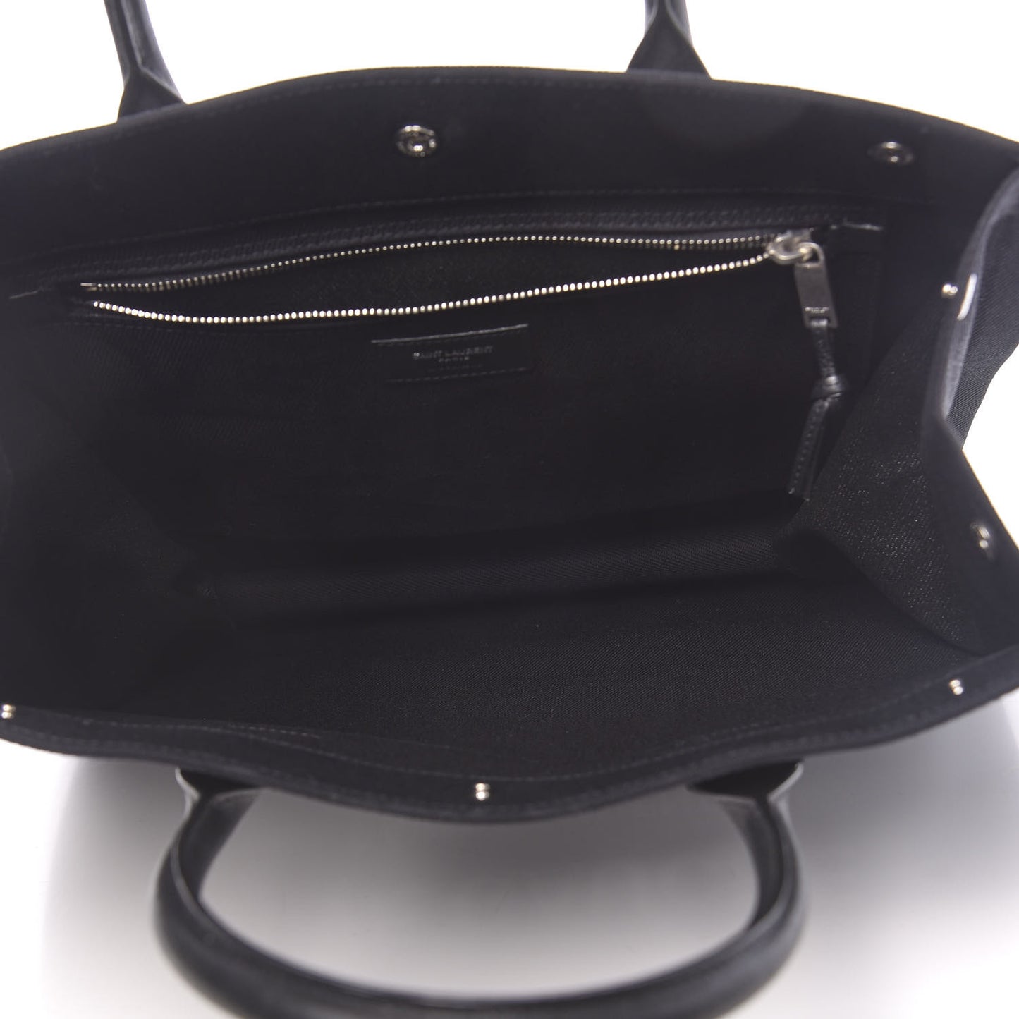 Linen Calfskin Rive Gauche North South Tote Black
