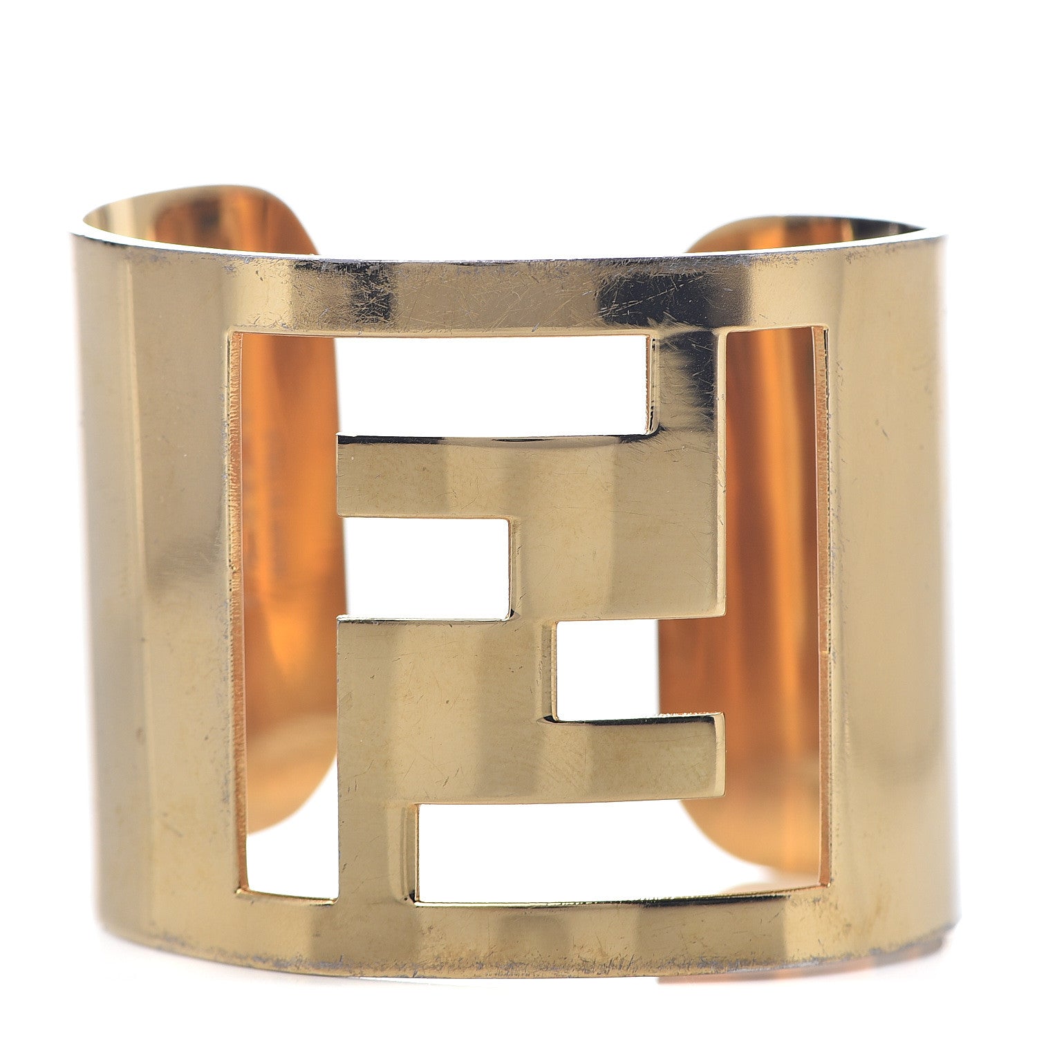 Fendi Metal FF Logo Cuff Bracelet Gold 1 of 6