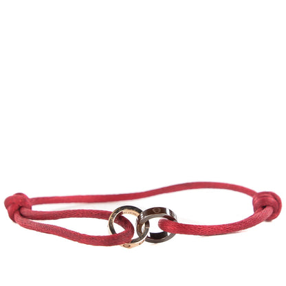 Cartier 18k Pink Gold Diamond Brown Ceramic Silk Adjustable Two Hoops Love Bracelet Red 1 of 10
