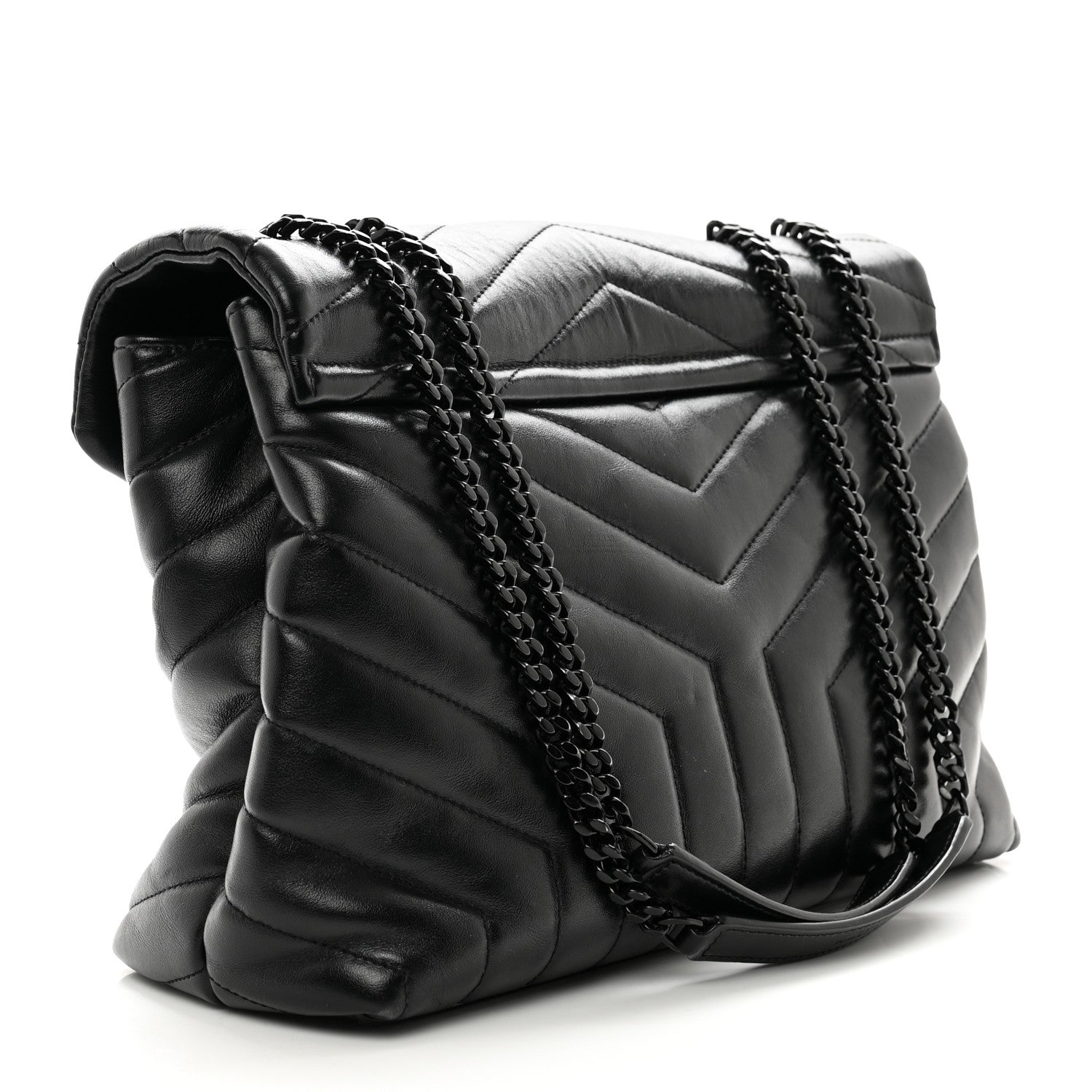 Saint Laurent Calfskin Y Quilted Monogram Monochrome Medium Loulou Chain Satchel Black 3 of 11