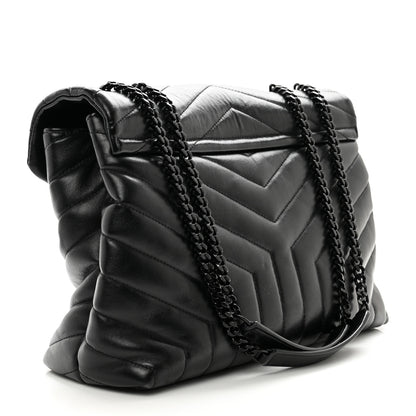 Saint Laurent Calfskin Y Quilted Monogram Monochrome Medium Loulou Chain Satchel Black 3 of 11