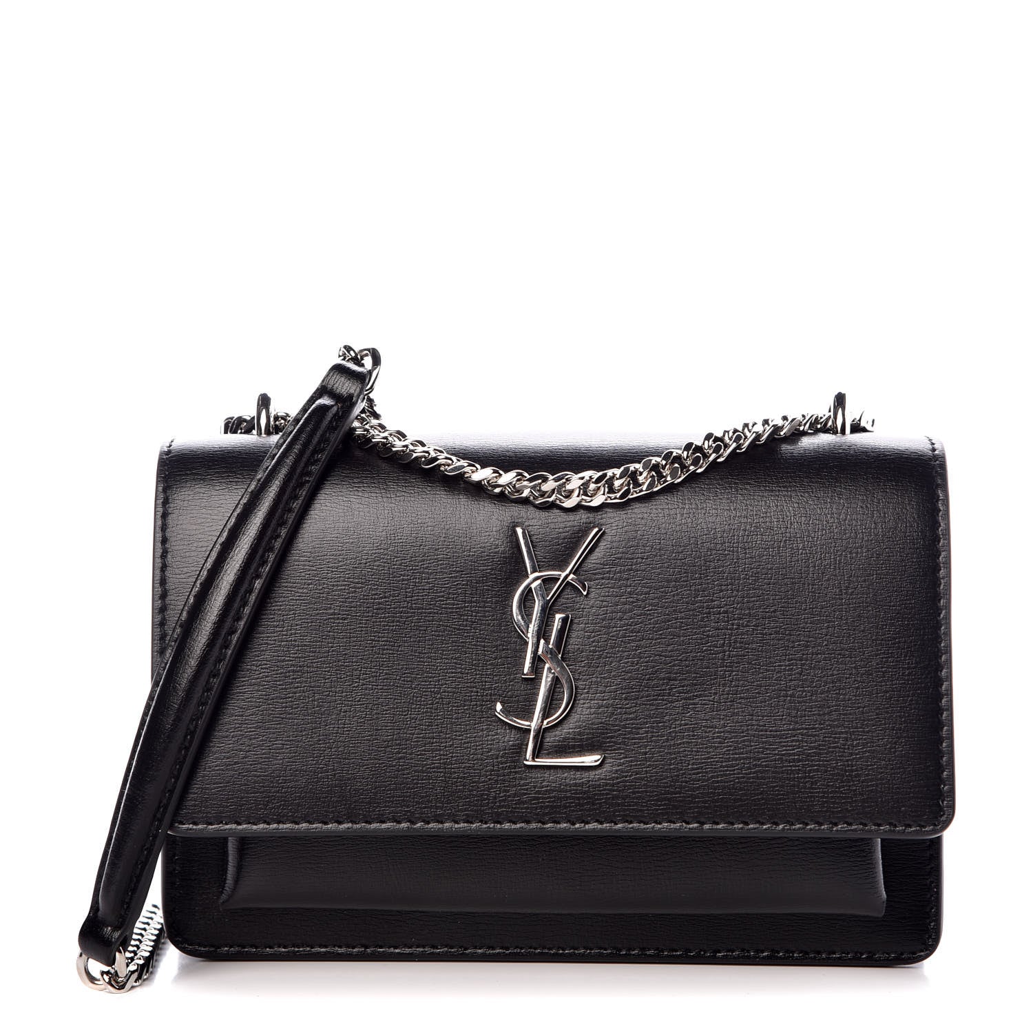 Saint Laurent Calfskin Monogram Sunset Chain Wallet Black 1 of 6