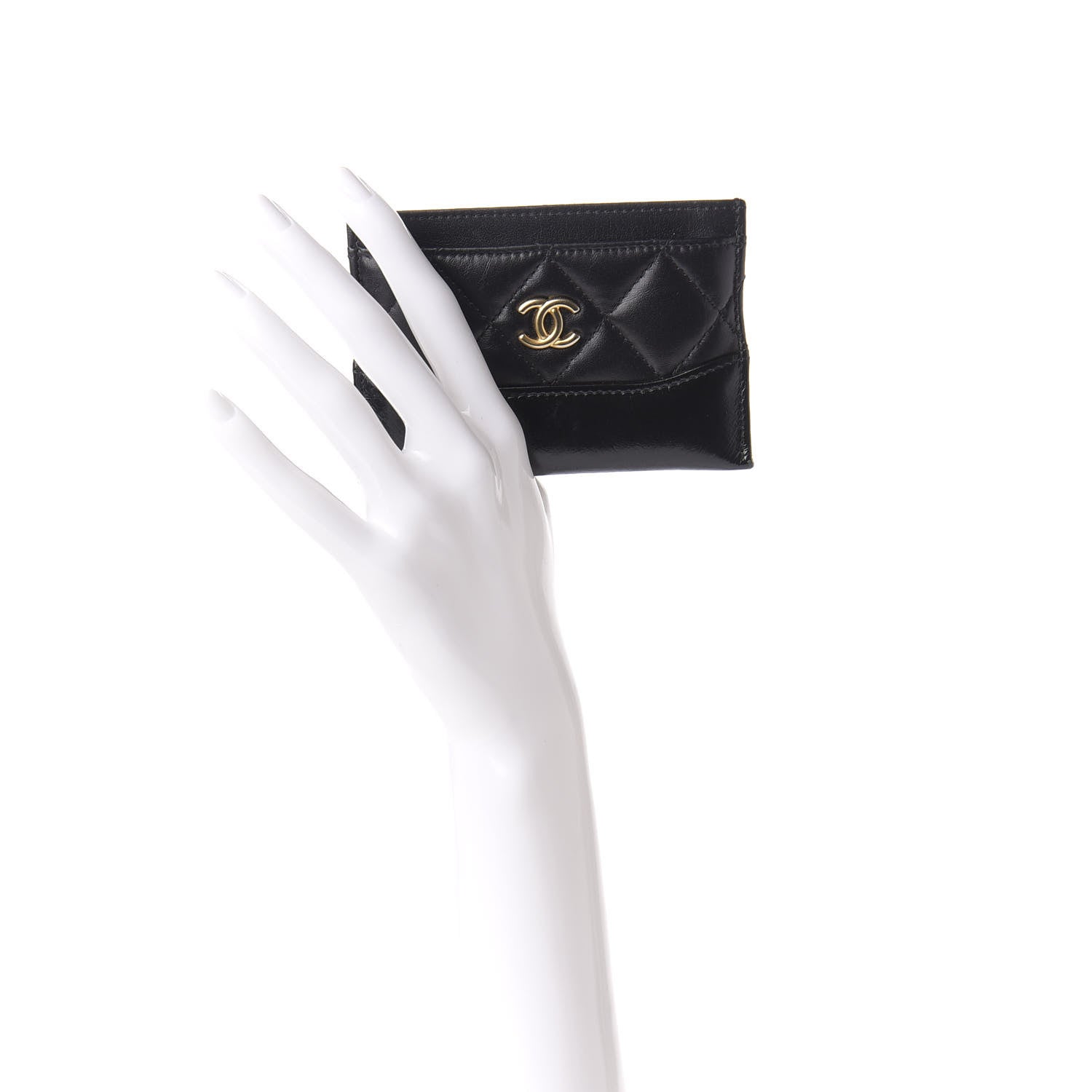 Chanel Aged Calfskin Quilted Gabrielle Card Holder Black 2 of 8