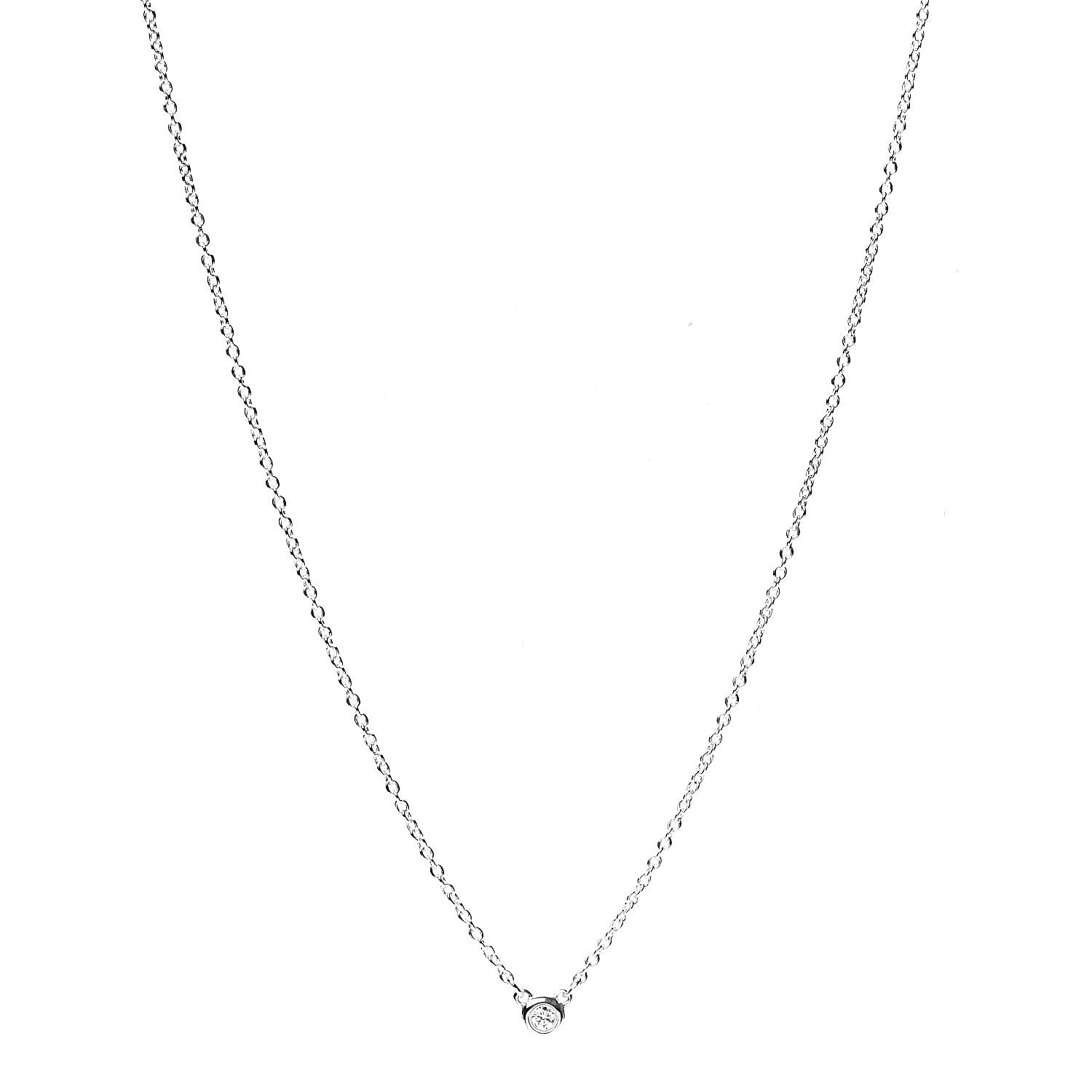Tiffany Sterling Silver Diamond .03ct Elsa Peretti Diamonds by the Yard Pendant Necklace 1 of 4