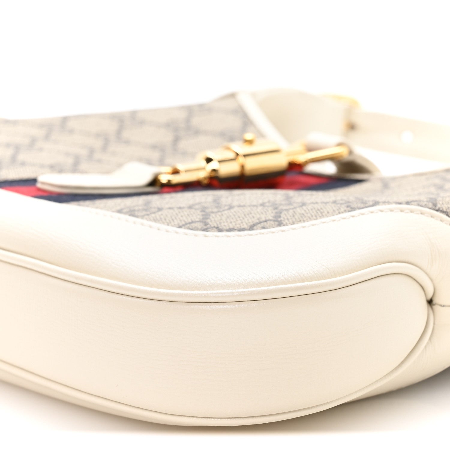Gucci GG Supreme Monogram Azalea Calfskin Web Small Jackie 1961 Hobo Beige Ebony Mystic White 10 of 10