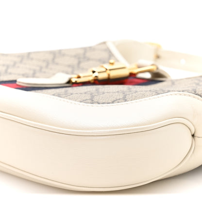Gucci GG Supreme Monogram Azalea Calfskin Web Small Jackie 1961 Hobo Beige Ebony Mystic White 10 of 10