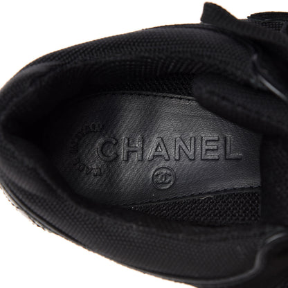 Chanel Toile Suede Calfskin CC Sneakers 37.5 Black 9 of 9
