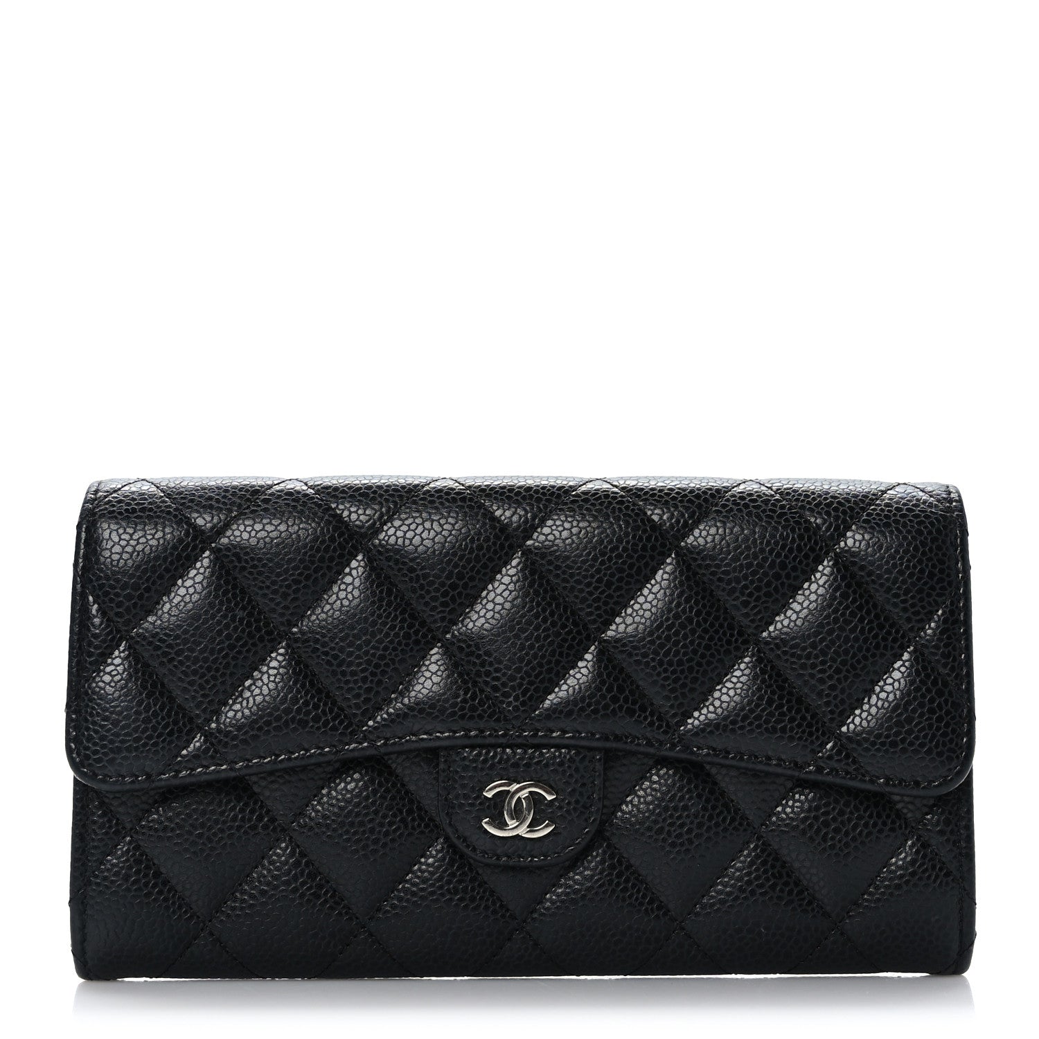 Chanel Caviar Quilted Large Gusset Flap Wallet Black 1 of 9