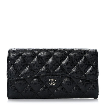 Chanel Caviar Quilted Large Gusset Flap Wallet Black 1 of 9