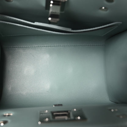 Salvatore Ferragamo Hammered Calfskin Small The Studio Box Bag Aqua Green 5 of 10