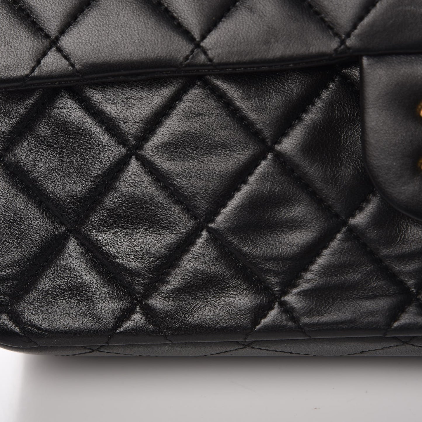 Lambskin Quilted Medium Double Flap Black