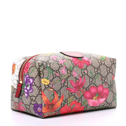 Gucci Soft GG Supreme Monogram Flora Calfskin Medium Ophidia Cosmetic Case Beige Ebony Multicolor Rosso 3 of 10
