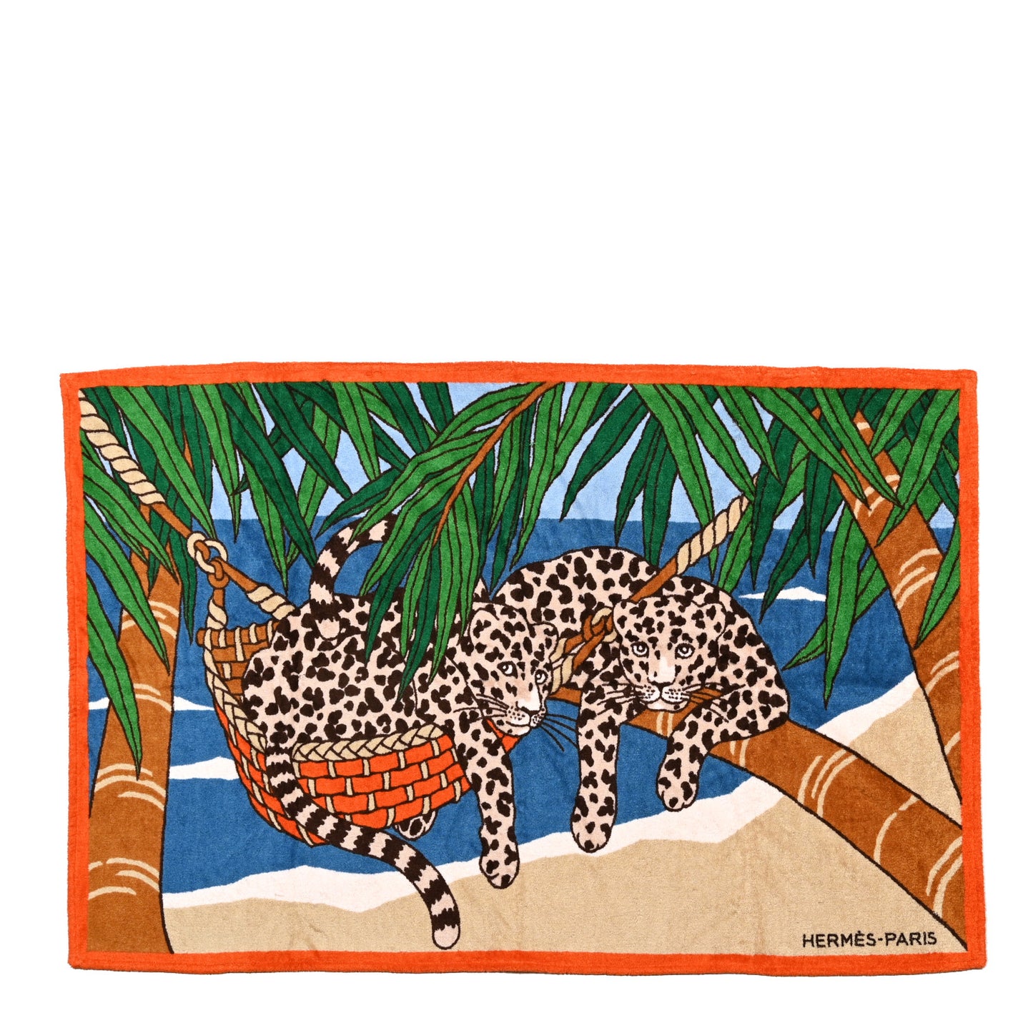 Cotton Terry Jin et Leo Beach Towel Orange Sable Bleu