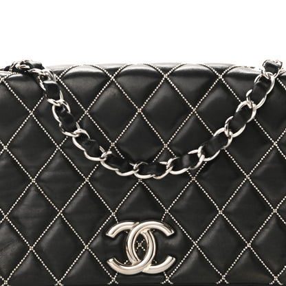 Chanel Lambskin Studded Medium Metal Beauty Flap Black 7 of 9