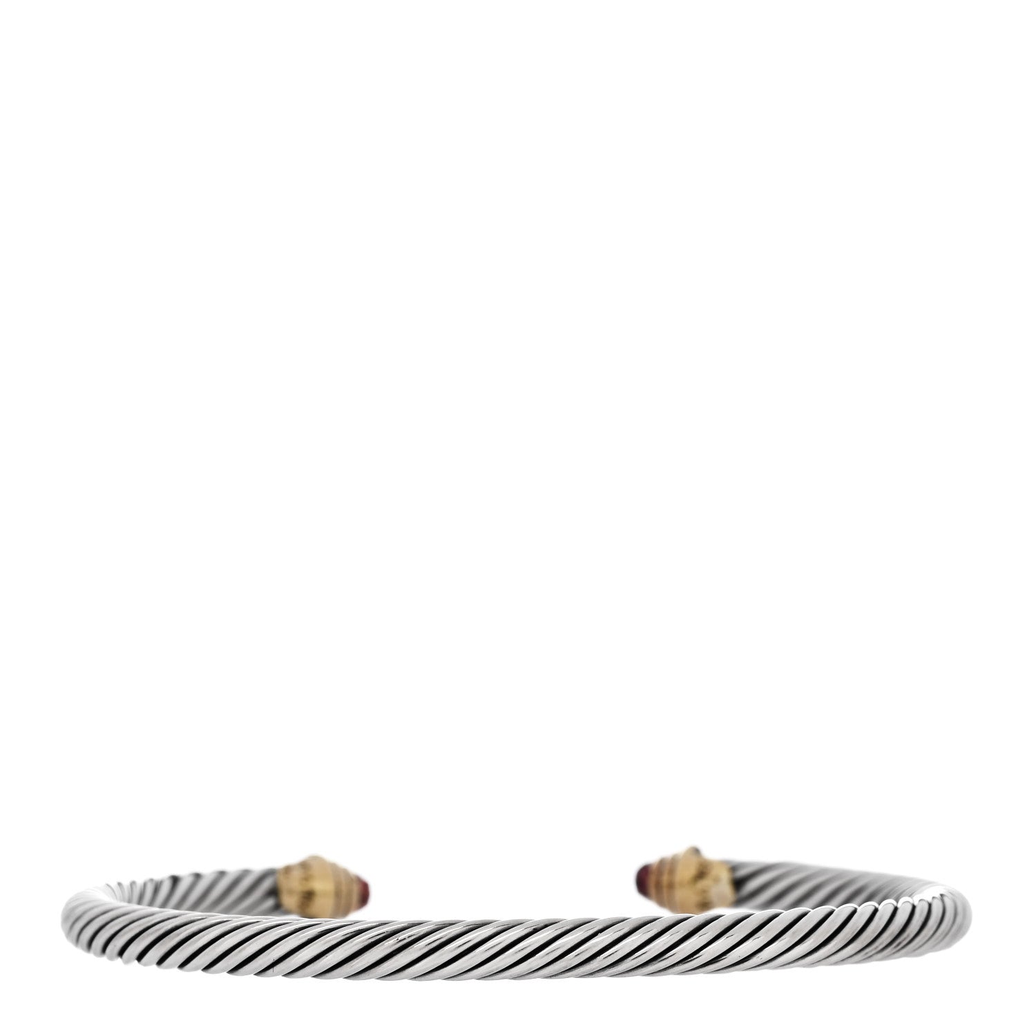 David Yurman Sterling Silver 18K Yellow Gold Garnet 4mm Kids Birthstone Cable Bracelet 3 of 4