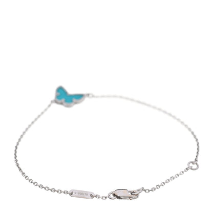 Van Cleef & Arpels 18K White Gold Turquoise Sweet Alhambra Butterfly Bracelet 2 of 5