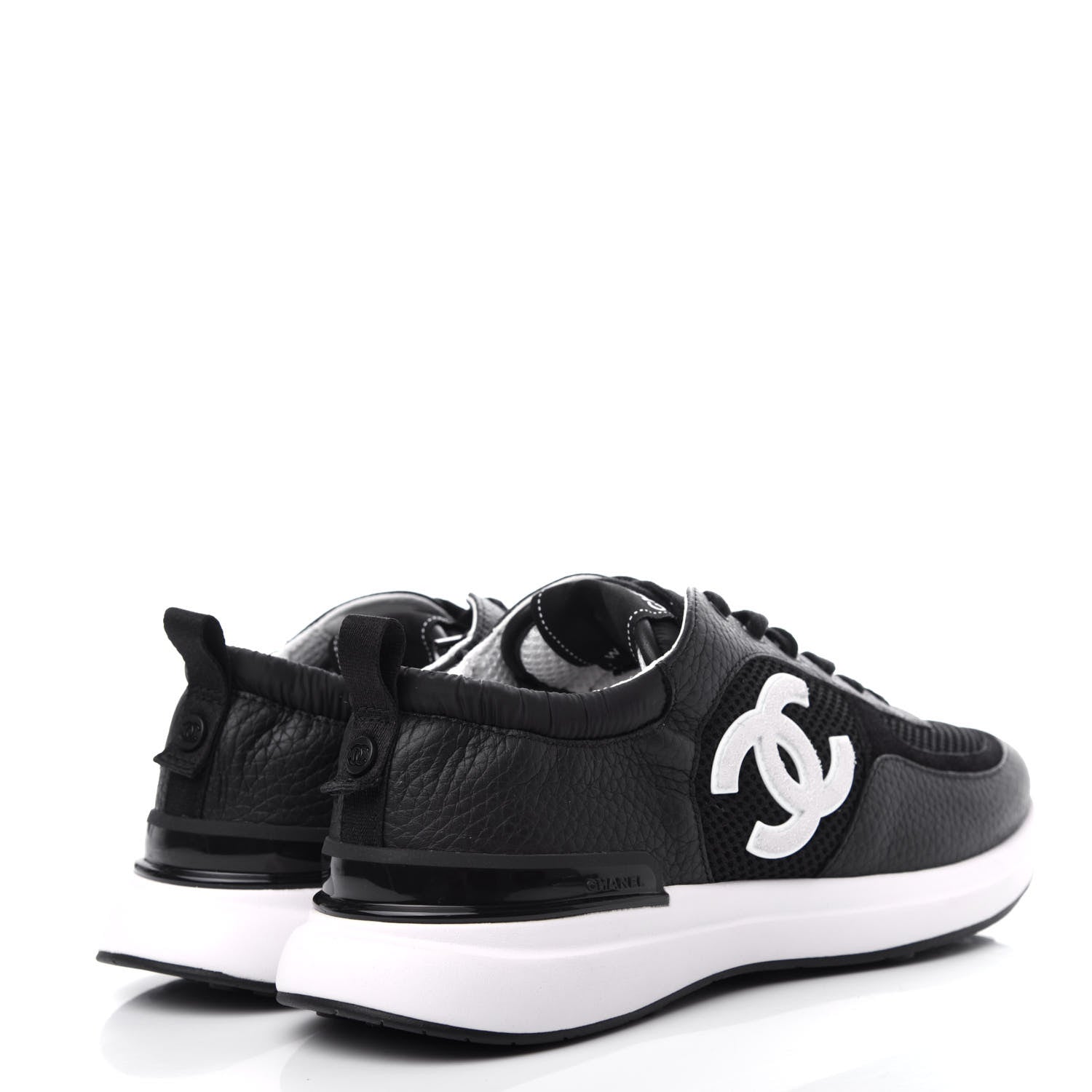 Chanel Calfskin Mesh Lycra Suede Womens Logo Sneakers 40.5 Black 4 of 13